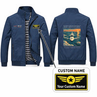 Thumbnail for NASA Boeing 747 Shuttle Carrier Aircraft Stylish Jackets - Stand Collar - Poster + Name - Navy Blue
