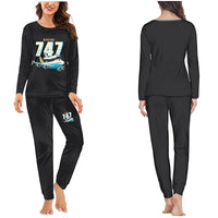 Thumbnail for NASA Boeing 747 Shuttle Carrier Aircraft - Women Pajamas - Cartoon Chest - Black