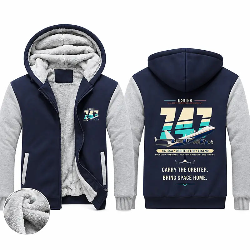 NASA Boeing 747 Shuttle Carrier Aircraft Zipped Sweatshirts - Original - Navy & Gray
