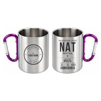 Thumbnail for Governador Aluízio Alves International Airport (NAT) Stainless Steel Mugs - Boarding Pass + Custom Back - Outdoors Mug - Purple