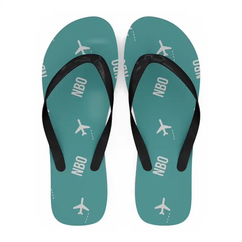 Nairobi Jomo Kenyatta International Airport (NBO) Slippers & Flip Flops - Slippers - Flip Flops - Pattern - Turquoise