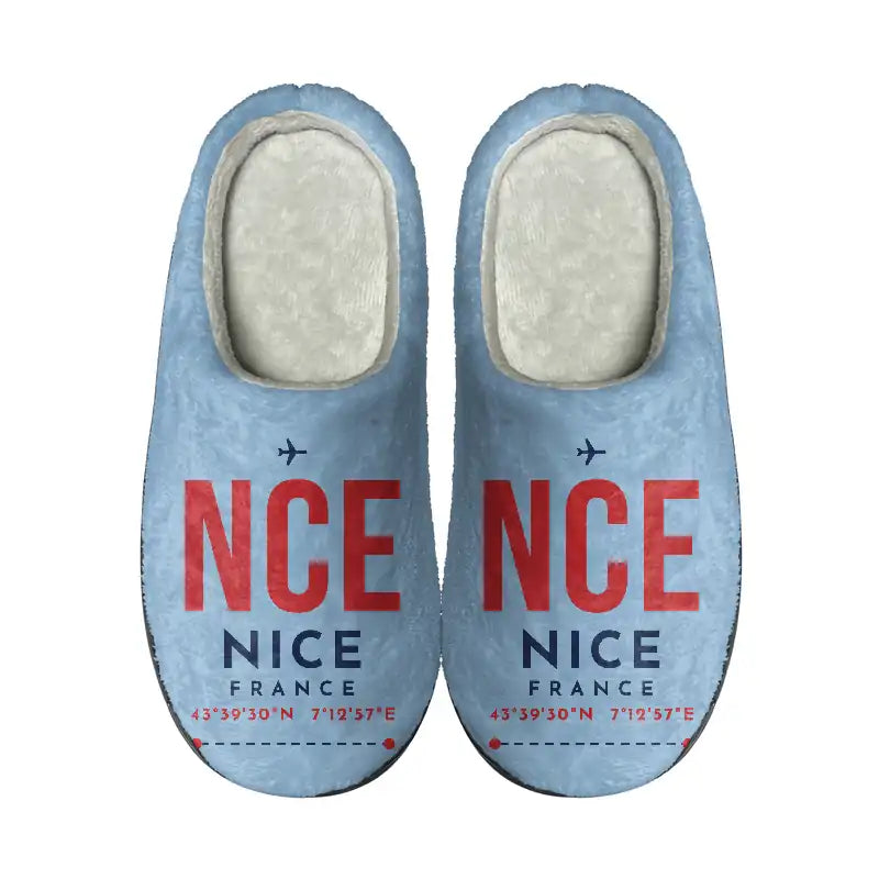 Nice Côte d’Azur Airport (NCE) Slippers & Flip Flops - Slippers - Cotton - Code - Same - Light Blue