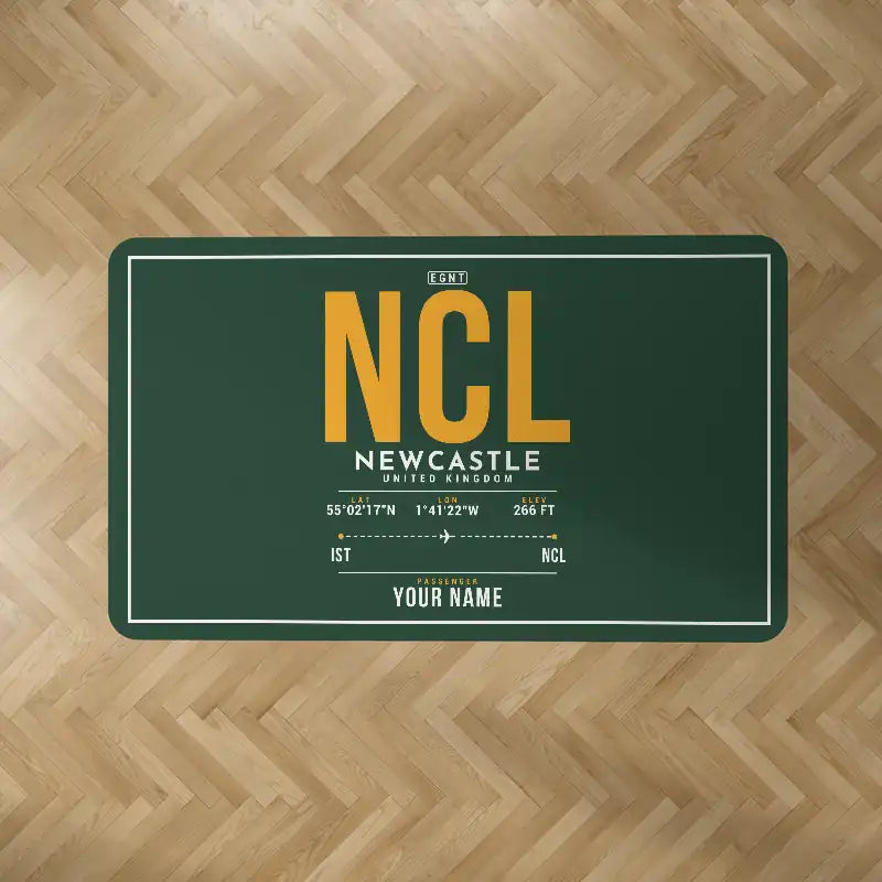 Newcastle International Airport (NCL) Carpets - Carpet Rectangle - ID Tag + Name - Dark Green