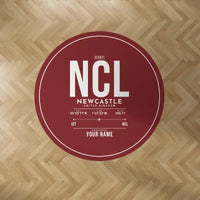 Thumbnail for Newcastle International Airport (NCL) Carpets - Carpet Round - ID Tag + Name - Dark Red