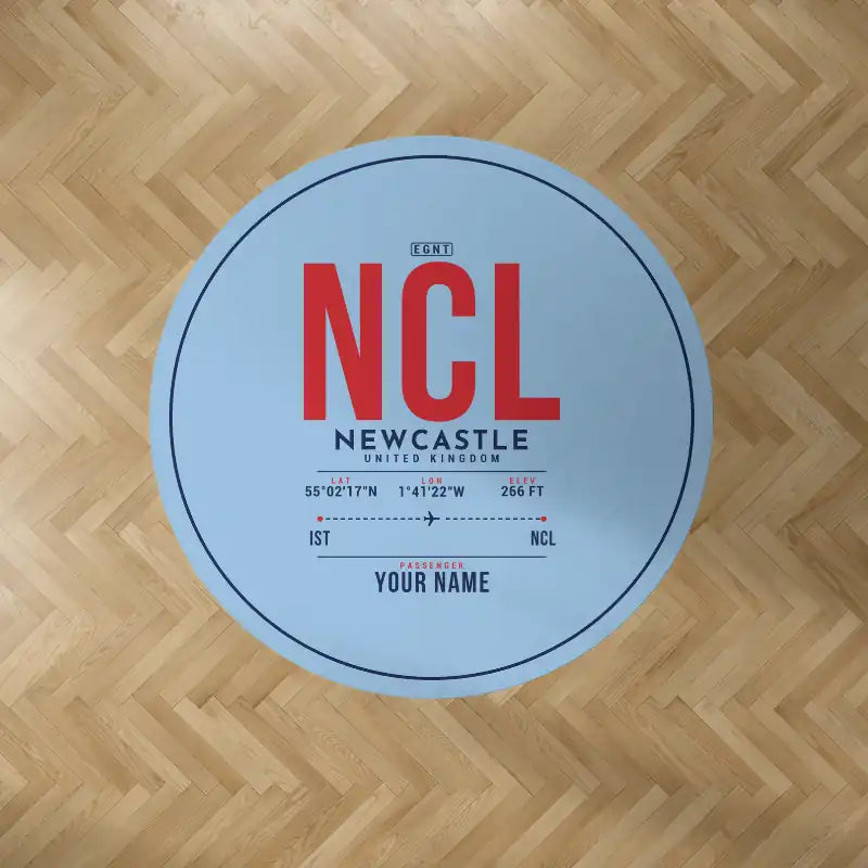 Newcastle International Airport (NCL) Carpets - Carpet Round - ID Tag + Name - Light Blue