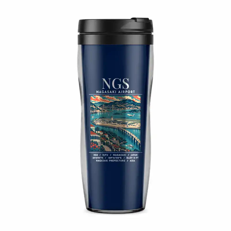 Nagasaki Airport (NGS) Travel Mugs - Poster - Plastic (No Holder) - Dark Blue
