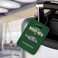 Thumbnail for NHIndustries NH90 NFH Caïman design on dark green acrylic luggage tags, double-side print
