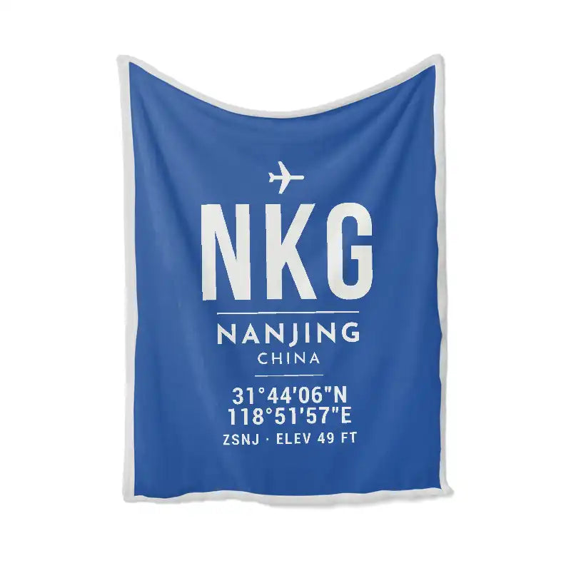 Nanjing Lukou International Airport (NKG) Bedding Sets & Blankets - Blanket - ID Tag - Blue