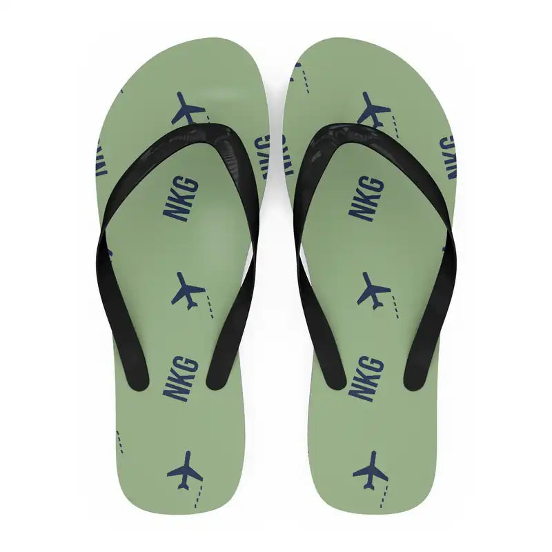 Nanjing Lukou International Airport (NKG) Slippers & Flip Flops - Slippers - Flip Flops - Pattern - Light Green