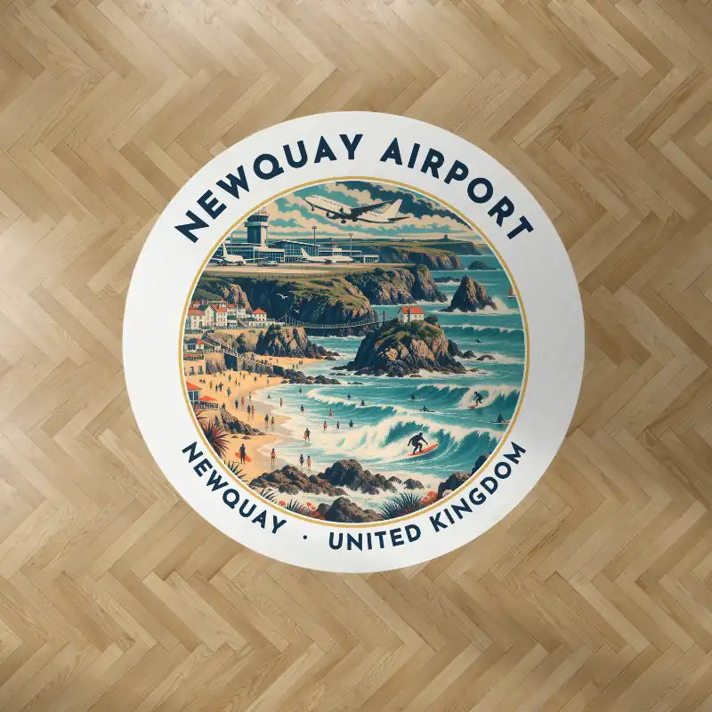 Cornwall Airport Newquay (NQY) Carpets - Carpet Round - Badge - White