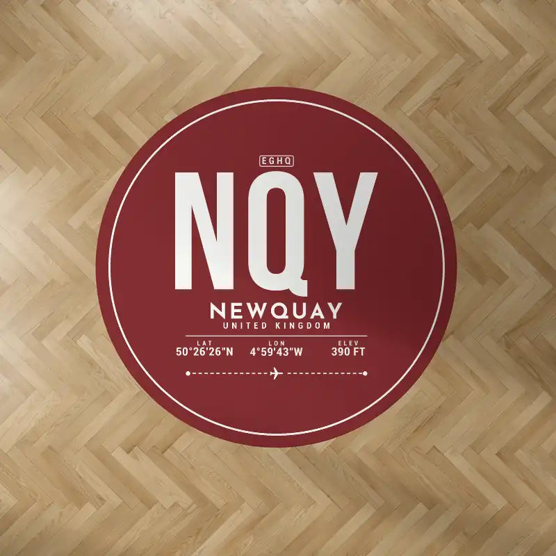 Cornwall Airport Newquay (NQY) Carpets - Carpet Round - ID Tag - Dark Red