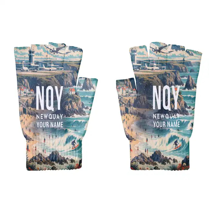 Cornwall Airport Newquay (NQY) Gloves - Gloves - Cut - 3D + Name
