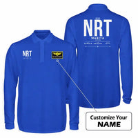 Thumbnail for Tokyo Narita International Airport (NRT) Premium Polo T-Shirts - Tag + Name - Long Sleeve - Blue