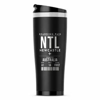 Thumbnail for Newcastle Airport (NTL) Travel Mugs - Boarding Pass - Stainless Steel (No Holder) - Black