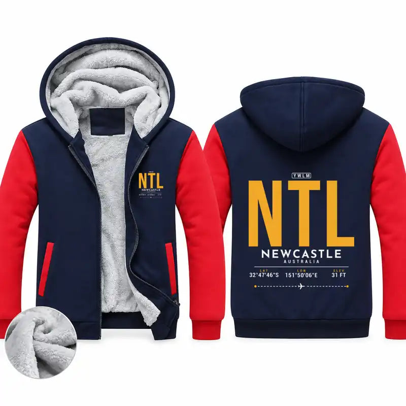 Newcastle Airport (NTL) Zipped Sweatshirts - Tag - Navy & Red
