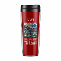 Thumbnail for Norwich Airport (NWI) Travel Mugs - Poster + Name - Plastic (No Holder) - Red