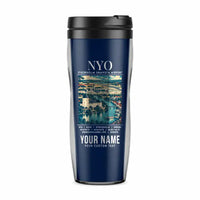 Thumbnail for Stockholm Skavsta Airport (NYO) Travel Mugs - Poster + Name - Plastic (No Holder) - Dark Blue