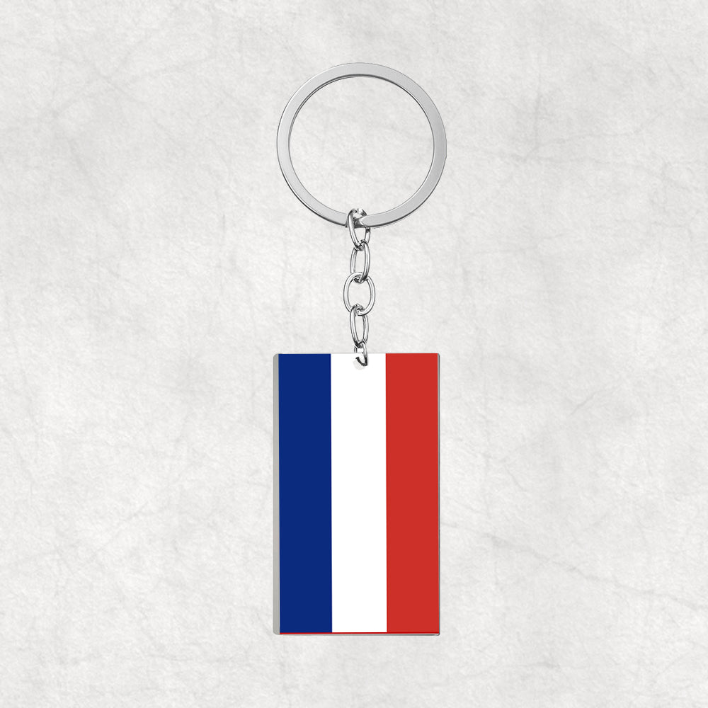 Netherlands Flag Designed Stainless Steel Flag Key Chains (Double Side)