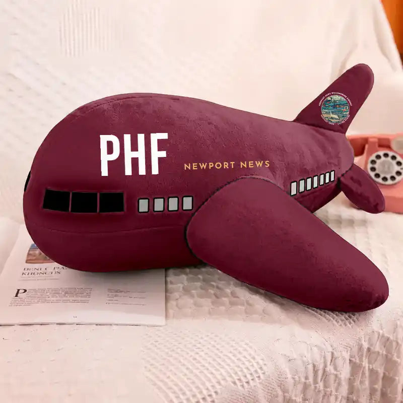 Newport News Williamsburg International Airport (PHF) - Airplane Pillows - Burgundy