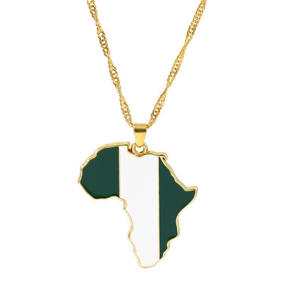 Nigeria Map Flag Necklace