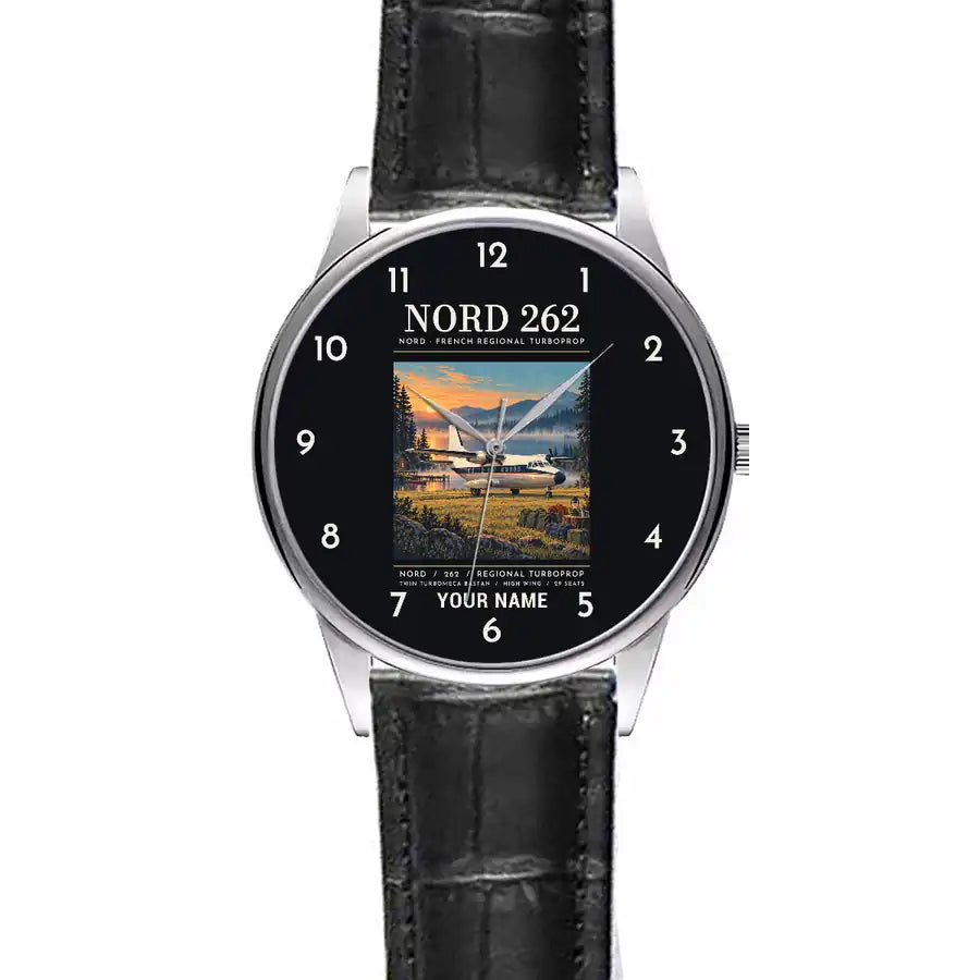 Nord 262A - Poster + Name - Leather Strap - Striped Black Leather Strap