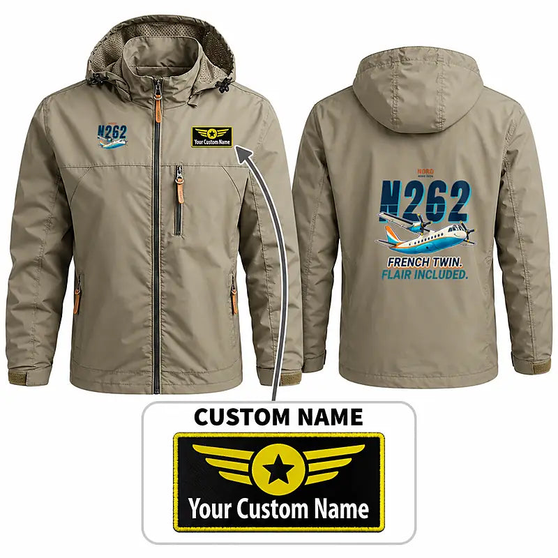 Nord 262A Stylish Jackets - Hooded Windbreaker - Cartoon + Name - Khaki