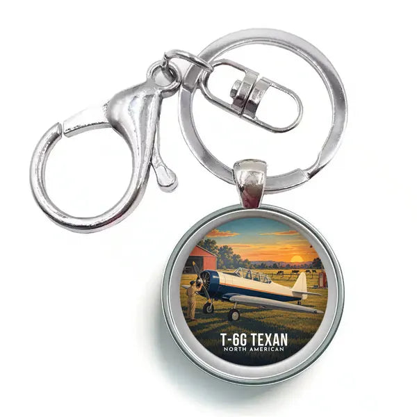 North American T-6G Texan - 3D - Circle Key Chain - Full Print