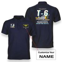 Thumbnail for North American T-6G Texan - Cartoon - Double-Side Polo - Navy Blue + Name