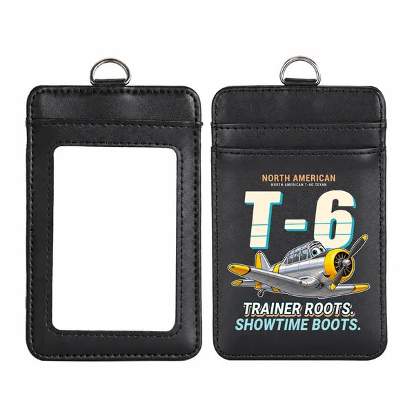 North American T-6G Texan - Cartoon - ID Card Holder - Black