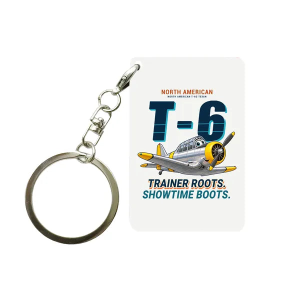 North American T-6G Texan - Cartoon - Key Chain - White