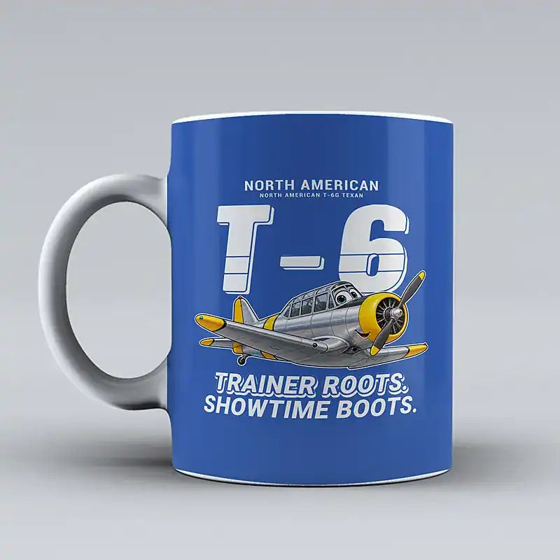 North American T-6G Texan - Cartoon - Mug - Blue