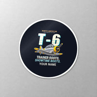 Thumbnail for North American T-6G Texan - Cartoon + Name - Circle Sticker - Close-up