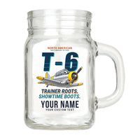 Thumbnail for North American T-6G Texan - Cartoon + Name - Cocktail Glass (Mason Jar)