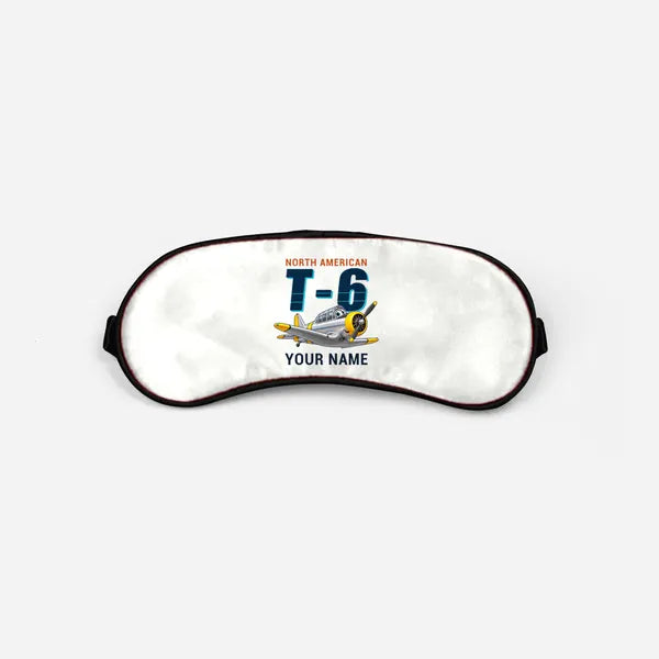 North American T-6G Texan - Cartoon + Name - Sleep Mask - White