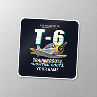 Thumbnail for North American T-6G Texan - Cartoon + Name - Square Sticker - Close-up
