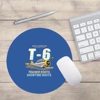 Thumbnail for North American T-6G Texan - Cartoon - Round Mouse Pad - Blue
