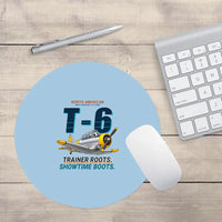 Thumbnail for North American T-6G Texan - Cartoon - Round Mouse Pad - Light Blue