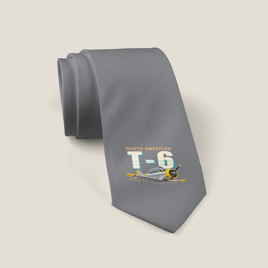 North American T-6G Texan - Cartoon - Tie - Gray