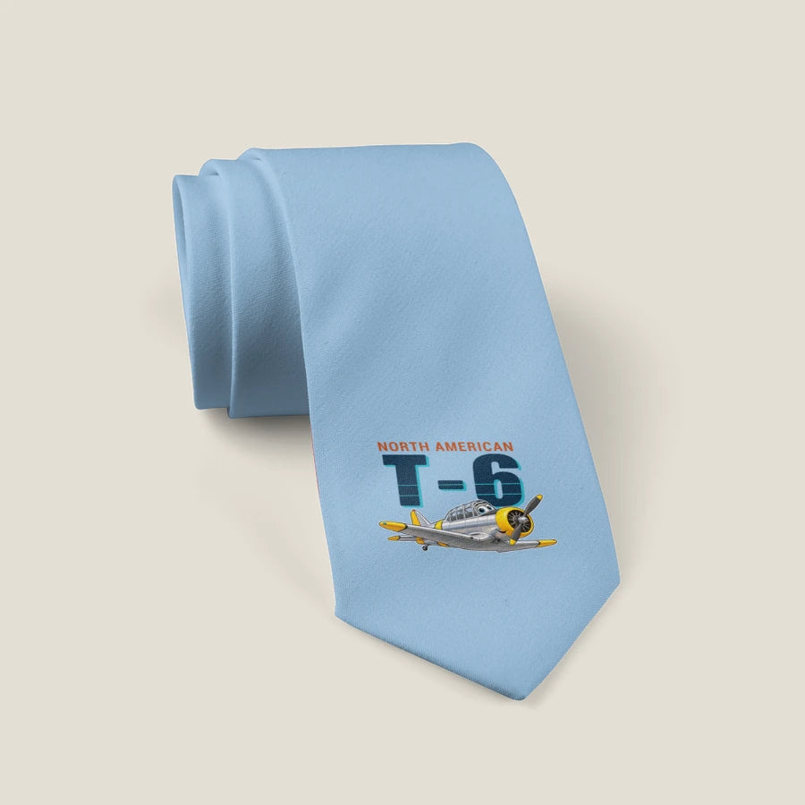 North American T-6G Texan - Cartoon - Tie - Light Blue