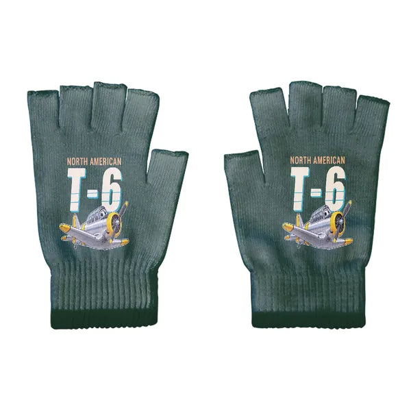 North American T-6G Texan - Gloves - Cut - Cartoon - Dark Green