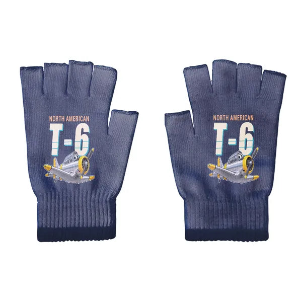 North American T-6G Texan - Gloves - Cut - Cartoon - Navy Blue