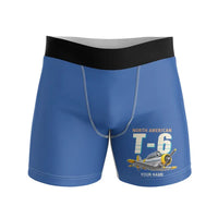 Thumbnail for North American T-6G Texan - Men Boxers - Cartoon + Name - Blue