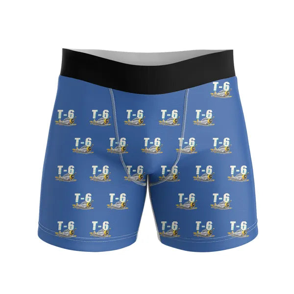 North American T-6G Texan - Men Boxers - Cartoon Pattern - Blue
