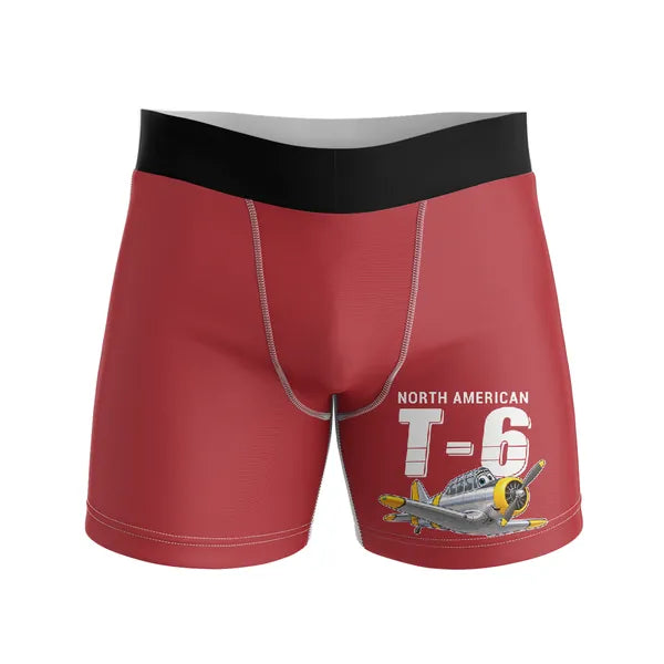 North American T-6G Texan - Men Boxers - Cartoon - Red