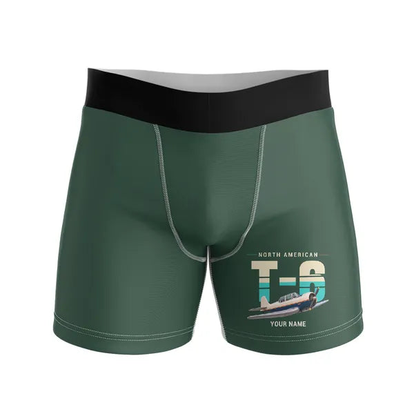 North American T-6G Texan - Men Boxers - Original + Name - Dark Green