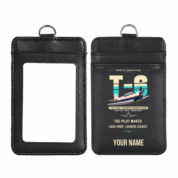North American T-6G Texan - Original - ID Card Holder - Black + Name