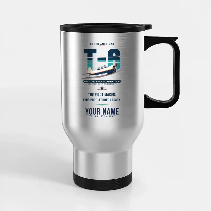 North American T-6G Texan - Original + Name - Stainless Steel with Holder - Silver