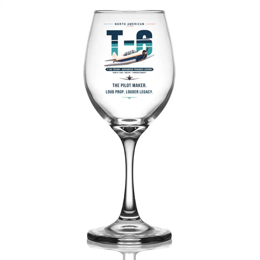 North American T-6G Texan - Original - Wine Glass
