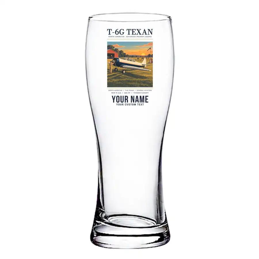North American T-6G Texan - Poster + Name - Pilsner Beer Glass