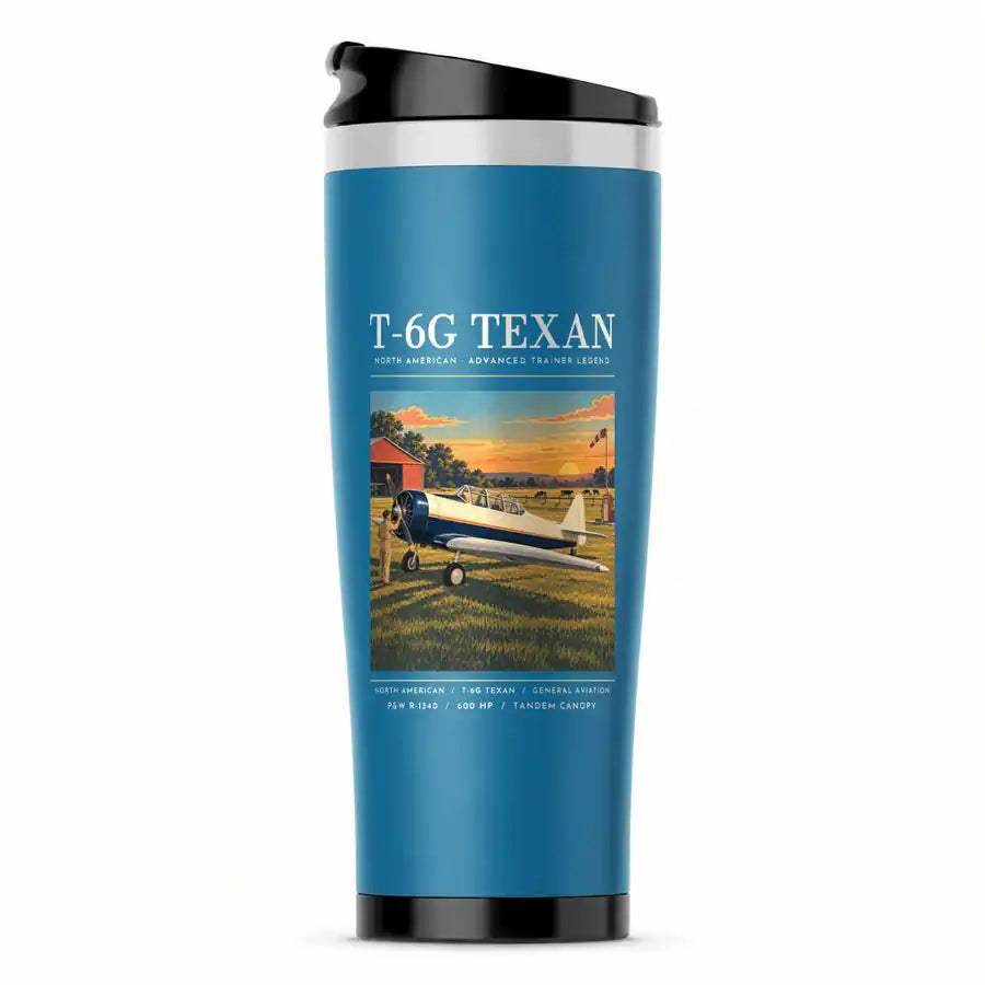 North American T-6G Texan - Poster - Stainless Steel (No Holder) - Light Blue